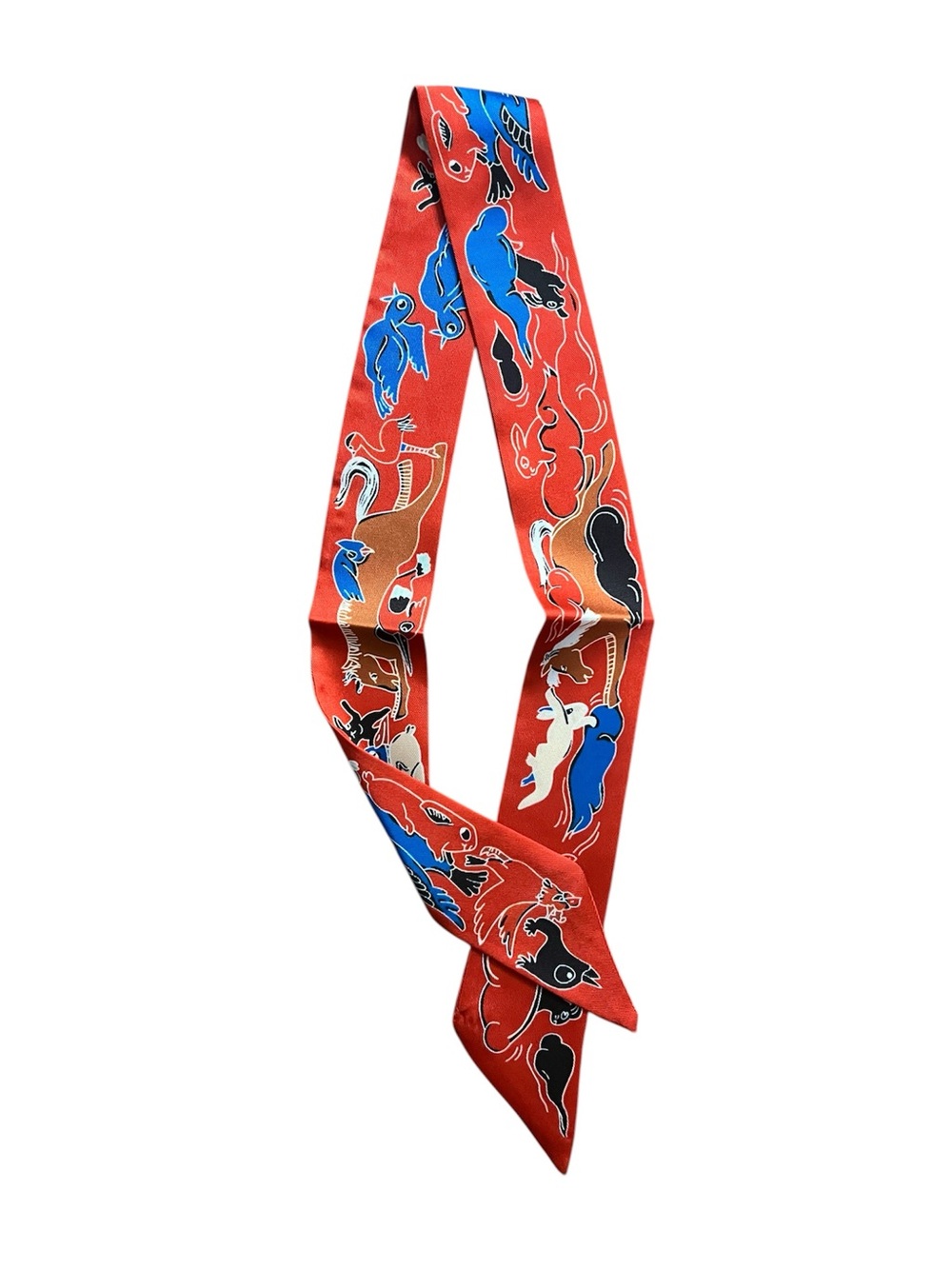 🐴Hermes. Twilly "MILLE ET UN LAPINS"  RED Multicolor